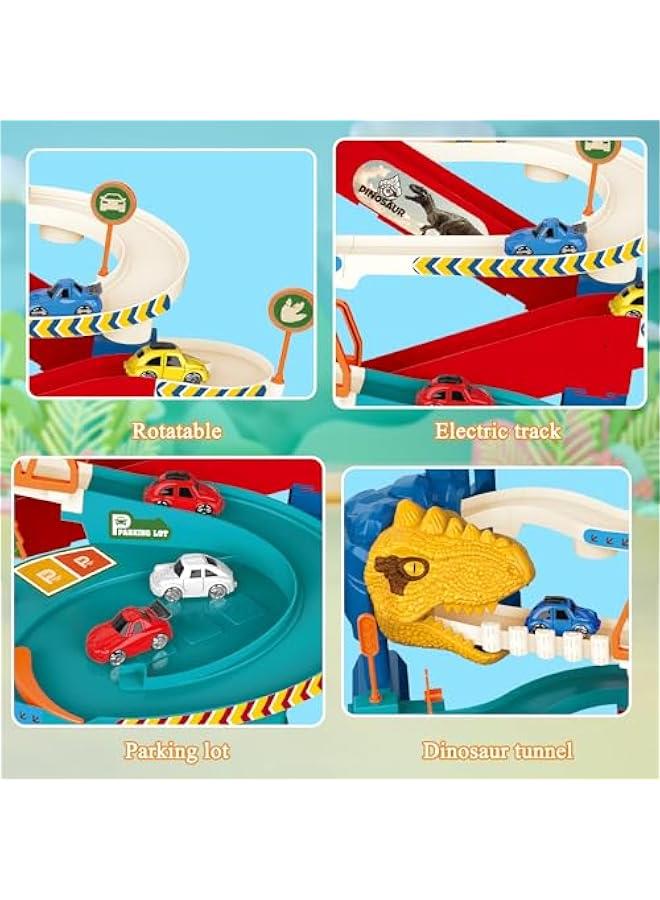 Kids Race Track Car Dinosaur Track Playset Car Adventure Racing Toys Educational Toy Vehicle Ramp Toys Preschool Gifts for 3 4 5 Year Old Boys Girls with 4 Mini Cars 4 Dino Pull Back Cars  - Image 4