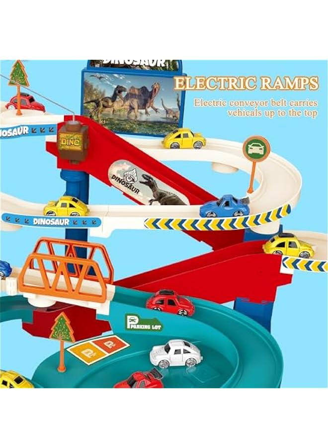 Kids Race Track Car Dinosaur Track Playset Car Adventure Racing Toys Educational Toy Vehicle Ramp Toys Preschool Gifts for 3 4 5 Year Old Boys Girls with 4 Mini Cars 4 Dino Pull Back Cars  - Image 5