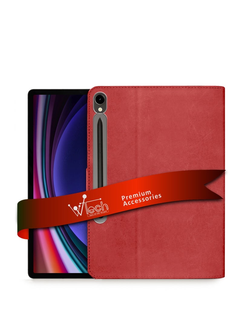 Wtech PU Leather Magnetic Closure Flip Case Cover For Samsung Galaxy Tab S9 5G 2023 / Tab S9 FE 2023 (11 Inch) X710 X716B / Tab S10 FE 2025 / Samsung Galaxy Tab S11 2025 - Red - Image 1