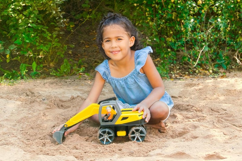 Lena 04511 TRUXX² Excavator, Construction Vehicle Approx. 35 cm, Robust Shovel Excavator with Functional Shovel and Fully Movable Toy Figure, for Children from 2 Years, Sand Excavator, Large - Image 5