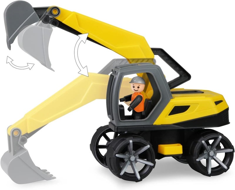 Lena 04511 TRUXX² Excavator, Construction Vehicle Approx. 35 cm, Robust Shovel Excavator with Functional Shovel and Fully Movable Toy Figure, for Children from 2 Years, Sand Excavator, Large - Image 2