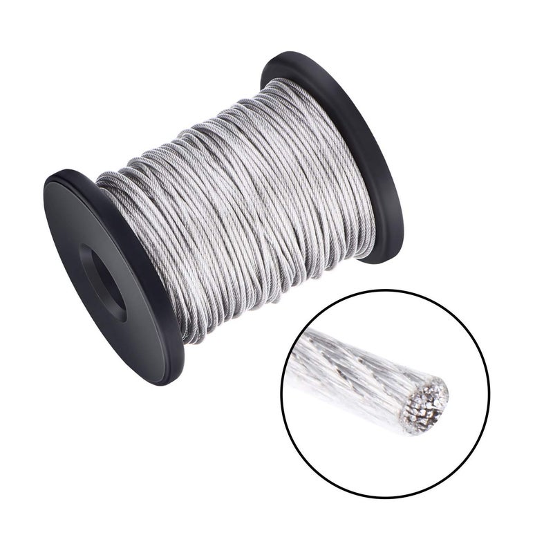 Canomo 1/16 Inch X 98 Feet (1.5Mm X 30M) Vinyl Coated Stainless Steel Picture Hanging Wire Rope Cable With 50 Pieces Aluminum Crimping Sleeves 10 Pieces Thimble And 50 Pieces D-Ring Hangers - Image 2