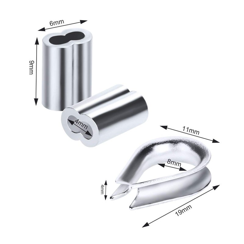Canomo 1/16 Inch X 98 Feet (1.5Mm X 30M) Vinyl Coated Stainless Steel Picture Hanging Wire Rope Cable With 50 Pieces Aluminum Crimping Sleeves 10 Pieces Thimble And 50 Pieces D-Ring Hangers - Image 4