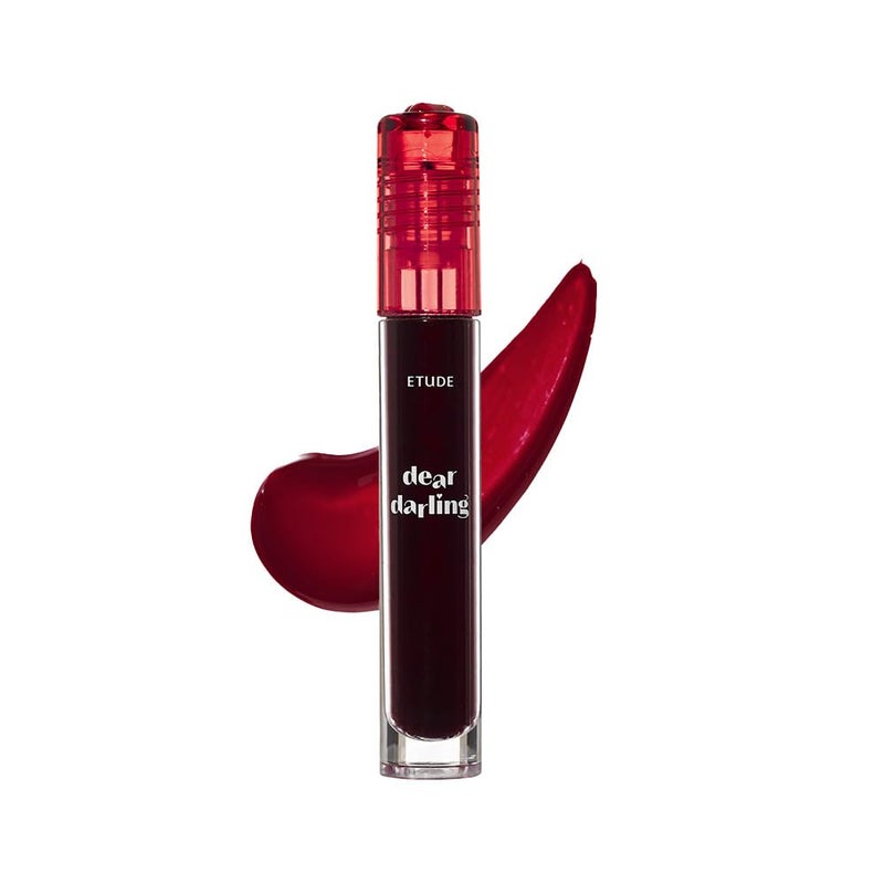ETUDE تلوين الماء الجل من ETUDE Dear Darling للشفاه والعينين والخدين مرطب غير لزج يدوم طويلاً مقاوم للماء ومضاد للتلطخ لون الشفاه الكوري RD302 دراكولا الأحمر 5 جرام - Image 1