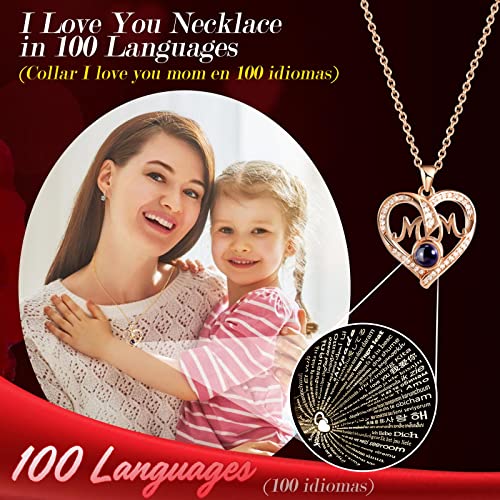 ADDWel Birthday Gifts for Mom from Daughter and Son, Unique Mother Birthday Gift Idea, Preserved Real Roses with I Love You in 100 Languages Mom Necklace, Cool Present to Mother Mama - Image 2