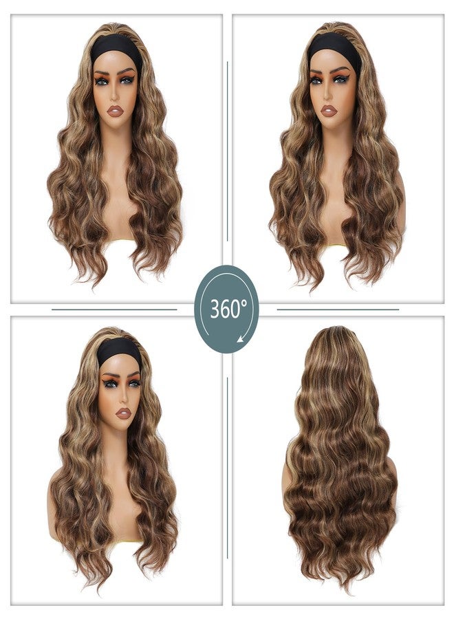 xccoco Glueless Headband Wigs for Black Women Brown Blonde Headband Wig Long Loose Curly Synthetic Wig 24inch 4/27 Highlight Honey Blonde Wig with Headband,200% Denisty - Image 5