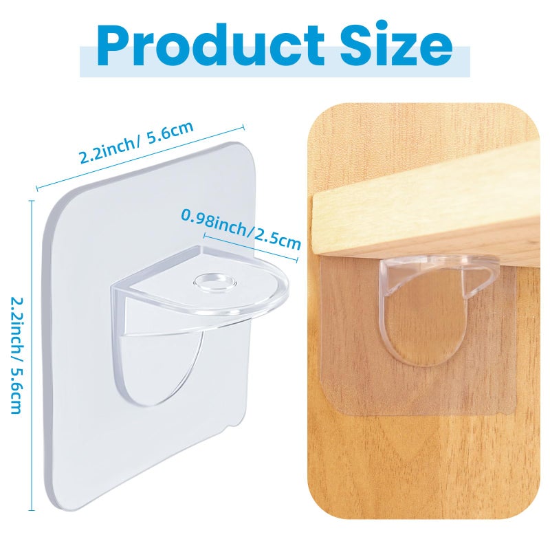 AUGHOA 12 PCS Shelf Support Pegs, Adhesive Shelf Bracket, Cabinet Shelf Clips, Shelf Holder Pins for Book Shelves Shoe Makeup Storage Closet Clapboard Layer - Image 2