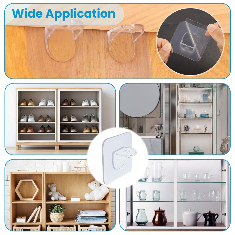AUGHOA 12 PCS Shelf Support Pegs, Adhesive Shelf Bracket, Cabinet Shelf Clips, Shelf Holder Pins for Book Shelves Shoe Makeup Storage Closet Clapboard Layer - Image 5
