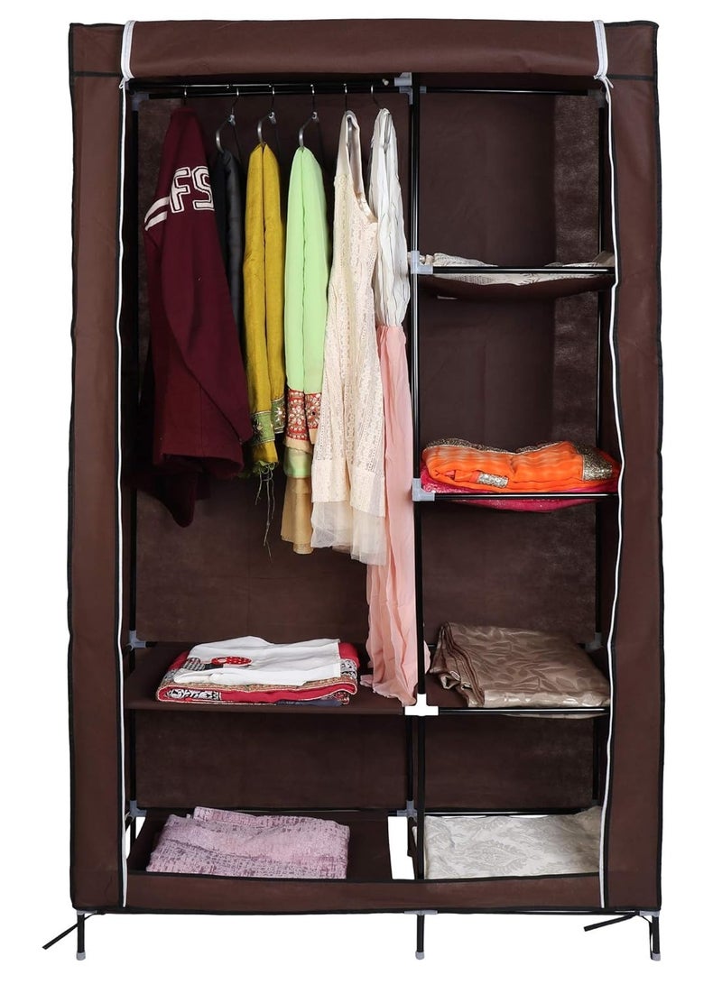 FEND NDL 88105 5 Tier Multi Purpose Wardrobe Storage Organizer Clothes Rack Brown - Image 1