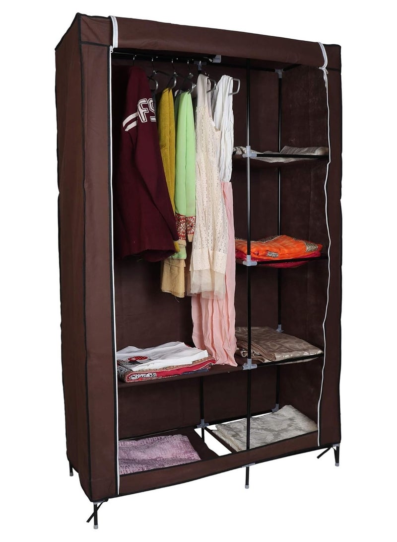 FEND NDL 88105 5 Tier Multi Purpose Wardrobe Storage Organizer Clothes Rack Brown - Image 5