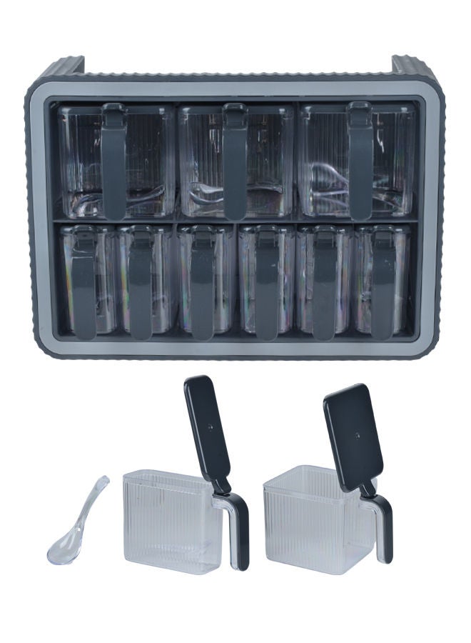 بارونس طقم برطمانات بهارات بلاستيك 9 قطع مع حامل باللون الرمادي/الأسود (صنع في تركيا) - Image 2