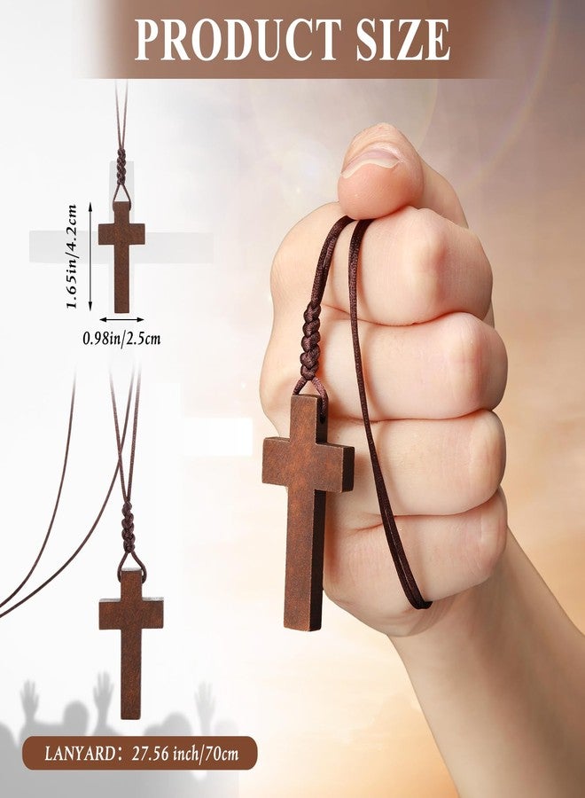 Ecation 200 Pcs Easter Wood Cross Necklace Bulk Chiristian Gift for Men Women Bible Verse Party Favor Wood Cross Pendant Crucifix - Image 4
