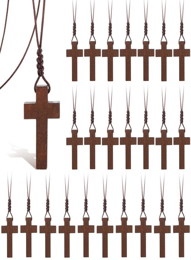 Ecation 200 Pcs Easter Wood Cross Necklace Bulk Chiristian Gift for Men Women Bible Verse Party Favor Wood Cross Pendant Crucifix - Image 1