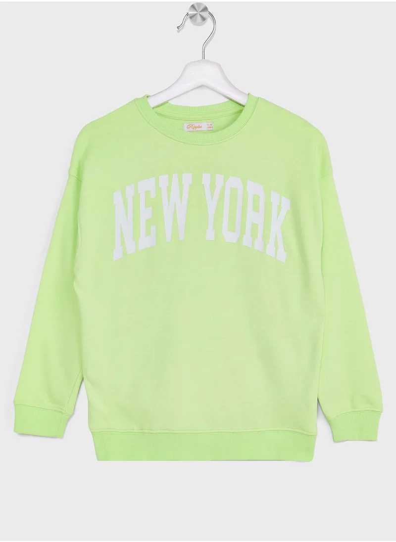 Ripples Girls City Printing Sweatshirt