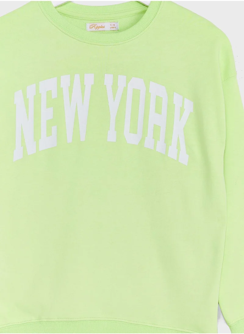 Ripples Girls City Printing Sweatshirt