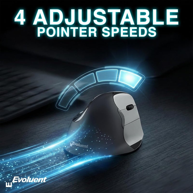 Evoluent – Inventor of The Vertical Mouse – VMC Vertical Ergonomic Mouse Wireless USB/Bluetooth Ergo Design for Right Hand M-L, Reduces Wrist Strain, Sculpted Comfort, 4 Speeds, Copy & Paste Buttons - Image 5