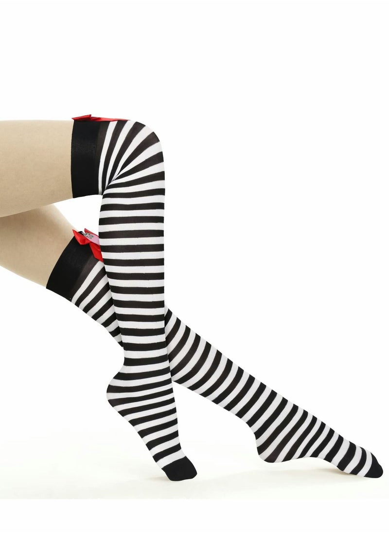 Y&D - Womens Thigh High Socks Argyle Girls Novelty Striped Over the Knee Funny Crazy Long Stockings Cosplay Leg Warmers - Image 1