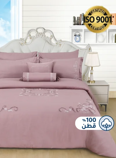 Master Home Textile MASTER Cotton Embroidery Comforter Sets, Fits 200 x 200 cm Double Size Bed, 8 Pcs King Size, 200 TC Cotton