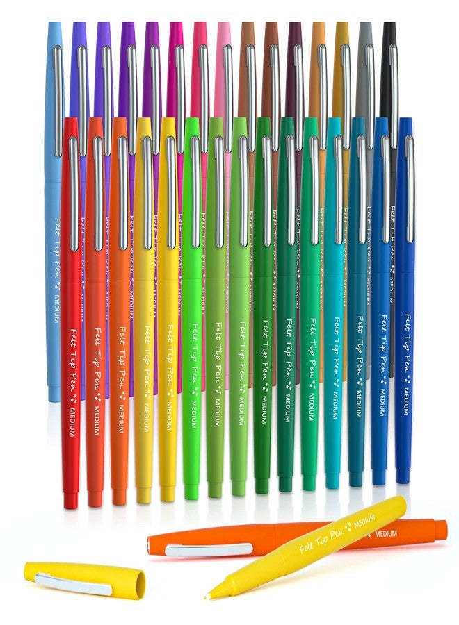 Lelix 30 Colors Felt Tip Pens, Medium Point Assorted Markers Pens For Journaling, Writing, Note Taking, Planner Coloring, Perfect for Art Office and School Supplies - Image 1