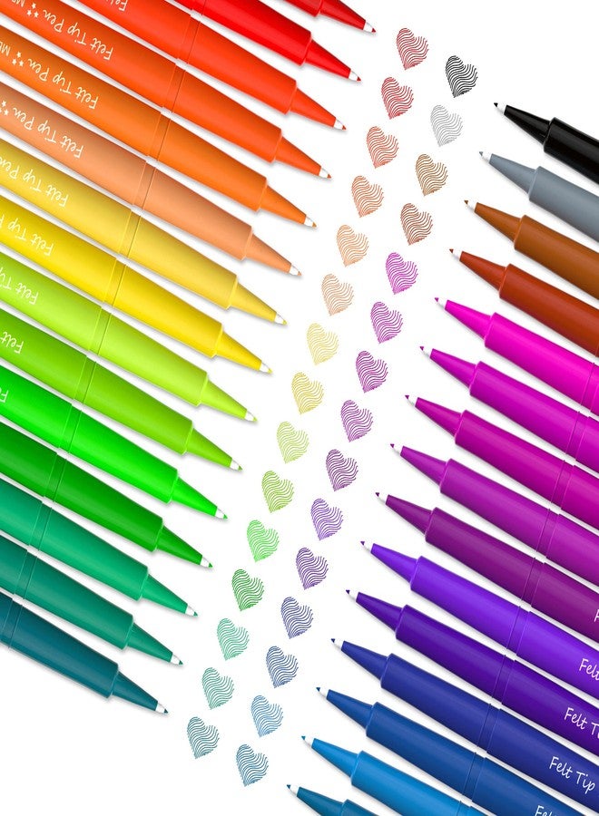 Lelix 30 Colors Felt Tip Pens, Medium Point Assorted Markers Pens For Journaling, Writing, Note Taking, Planner Coloring, Perfect for Art Office and School Supplies - Image 2