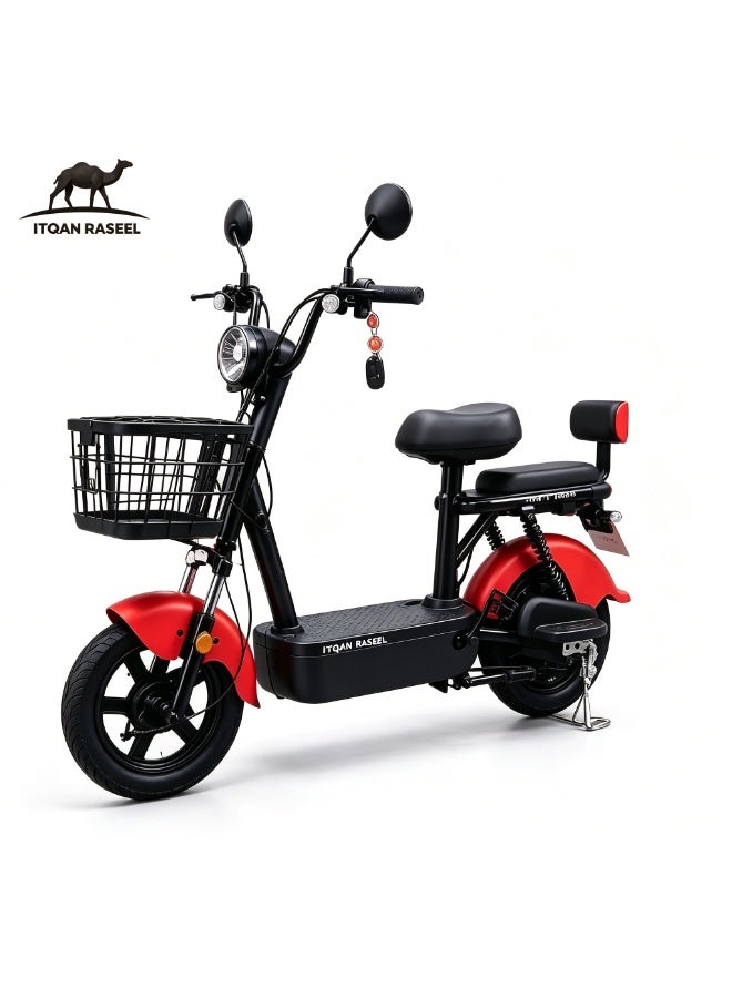 ITQAN RASEEL Two Seater  E scooter、E-Bicycle, 150kg Max Load Rear Shock Absorber With Front Basket PU Soft Seat  Compact E Scooter Bike for Riyadh Jeddah Daily City Commute - Image 1