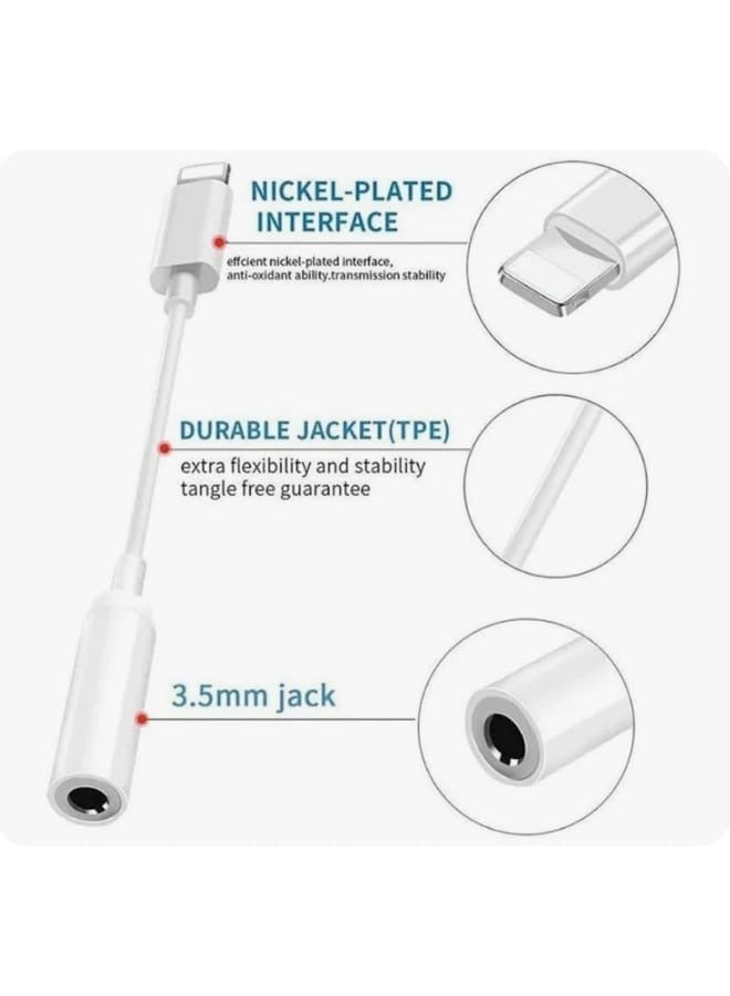 Soloffer Lightning to 3.5mm AUX Adapter for iPhone 14 Pro Max, 13, 12, 11 – Audio Cable Converter for Car, Headphones, Speakers – iOS Compatible – White - Image 2