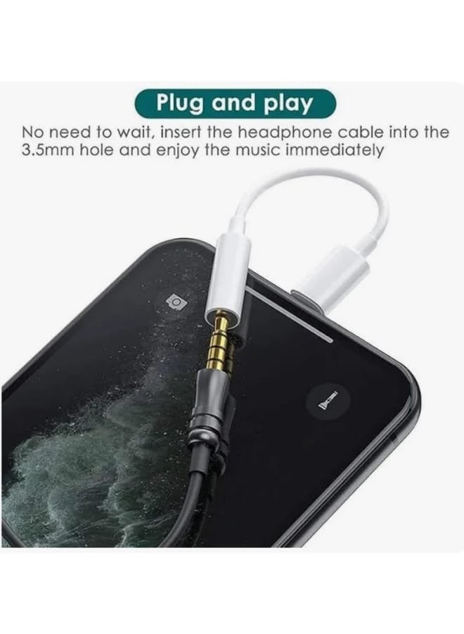 Soloffer Lightning to 3.5mm AUX Adapter for iPhone 14 Pro Max, 13, 12, 11 – Audio Cable Converter for Car, Headphones, Speakers – iOS Compatible – White - Image 3