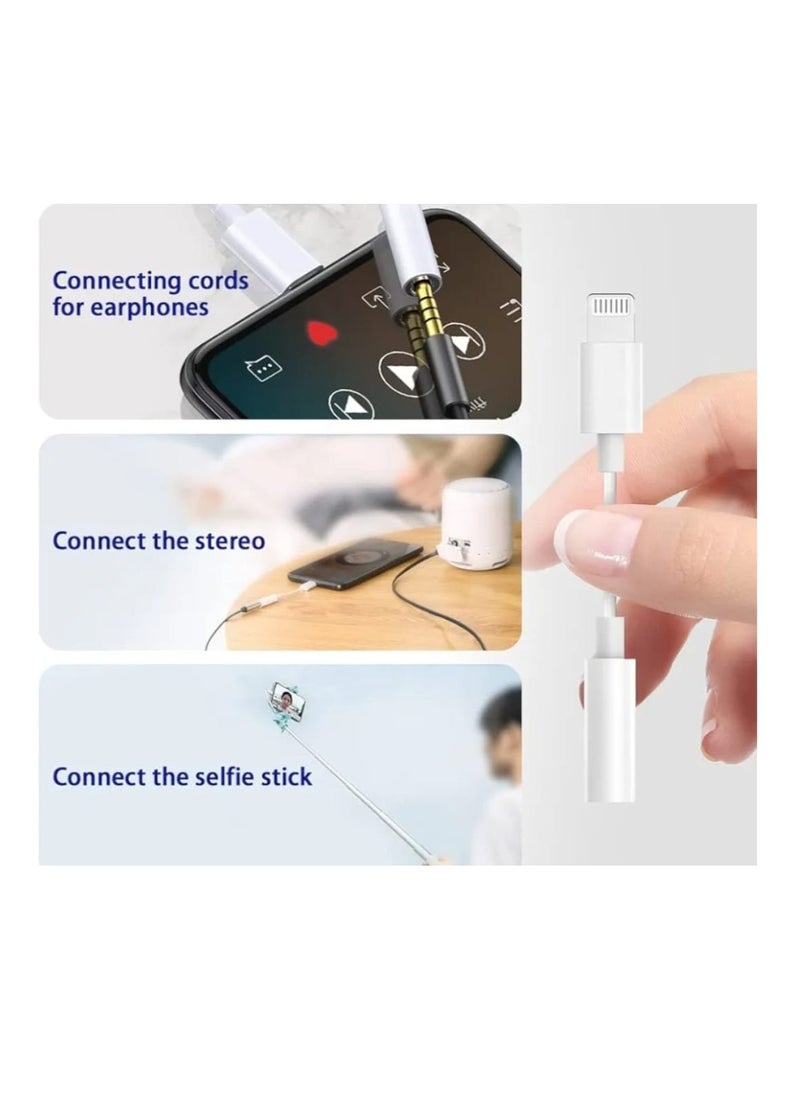 traditious - Lightning to 3.5mm AUX Adapter for iPhone 14 Pro Max, 13, 12, 11 – Audio Cable Converter for Car, Headphones, Speakers – iOS Compatible – White - Image 1