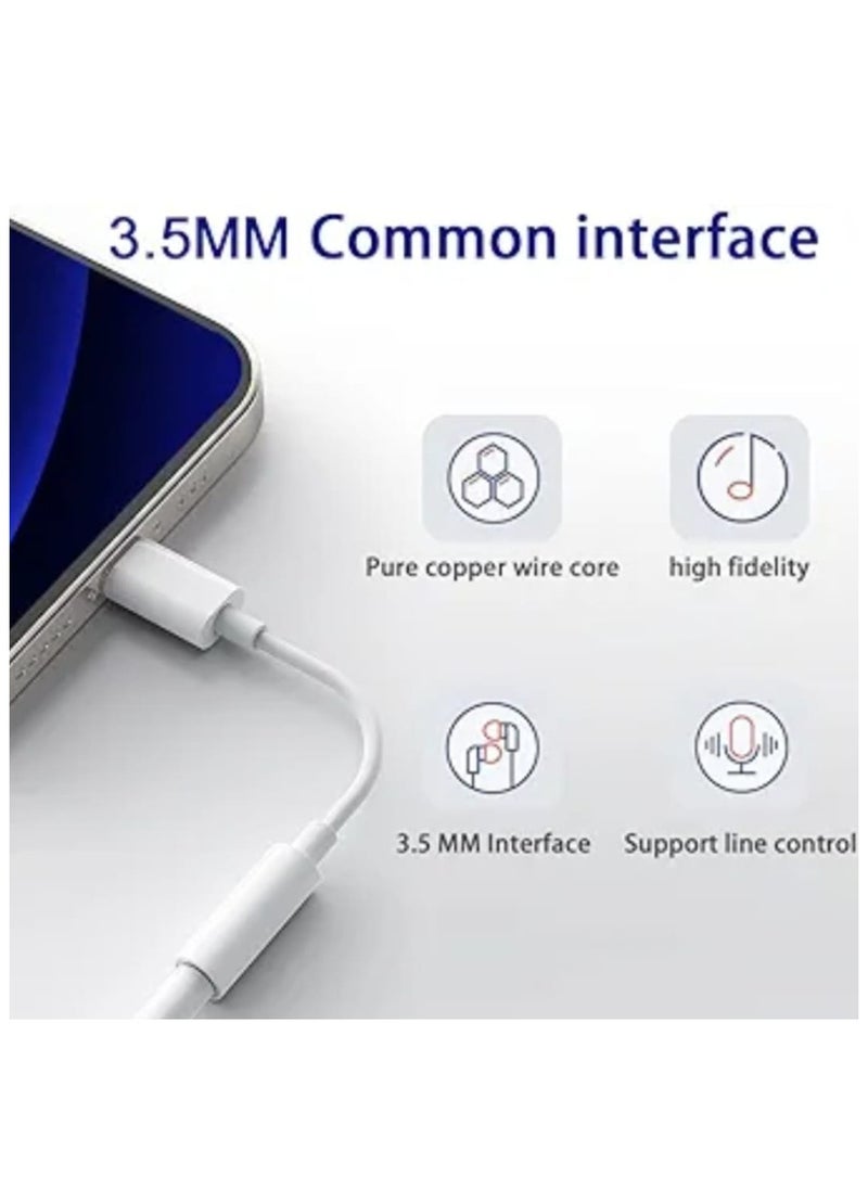traditious - Lightning to 3.5mm AUX Adapter for iPhone 14 Pro Max, 13, 12, 11 – Audio Cable Converter for Car, Headphones, Speakers – iOS Compatible – White - Image 1