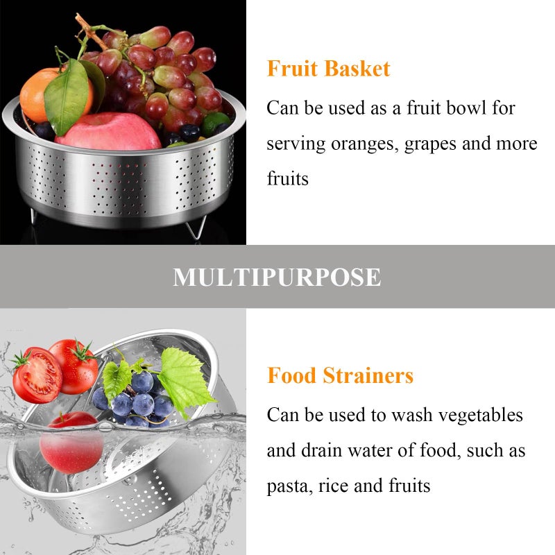 Qancesd Vegetable Steamer Basket, Veggie Steaming Basket for Cooking, Stainless Steel Steamer Insert for Pot, 7.9 inch - Image 5