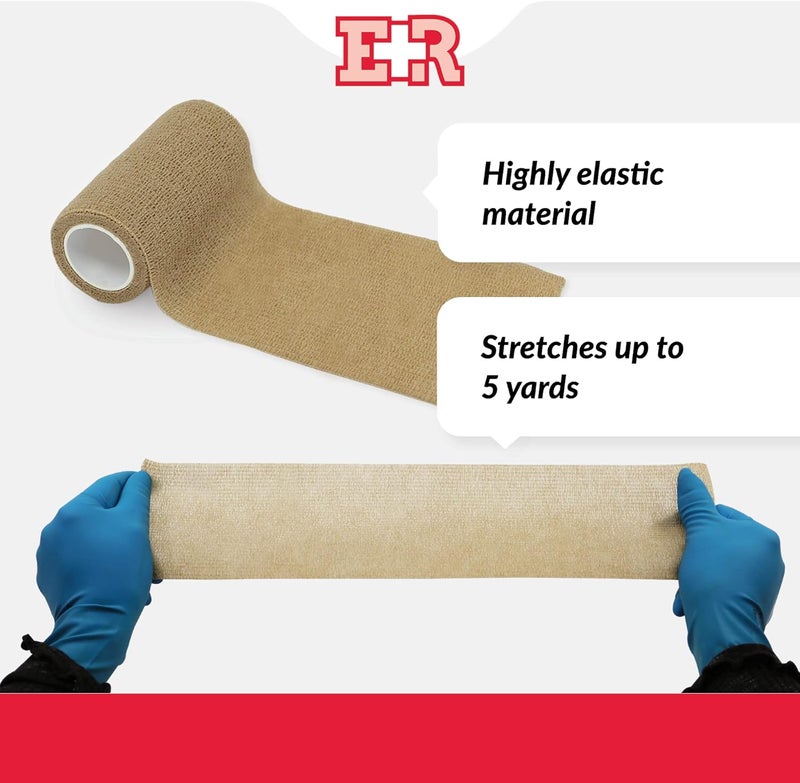 Ever Ready First Aid Self Adherent Cohesive Bandages 4 x 5 Yards  12 Count Tan - Image 2