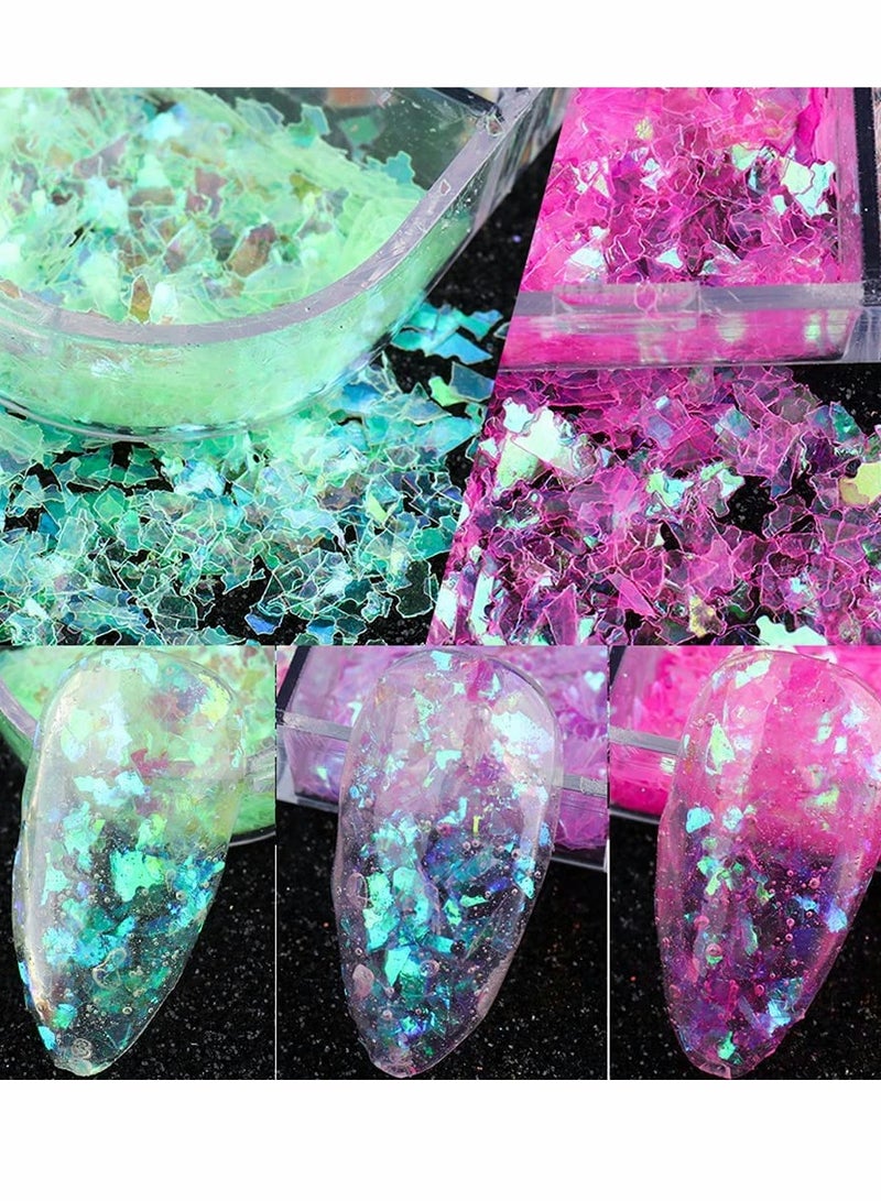 Excefore Nail Art Foil Sequins, 12 Colors Nail Foil Sequins Glitters - Image 4