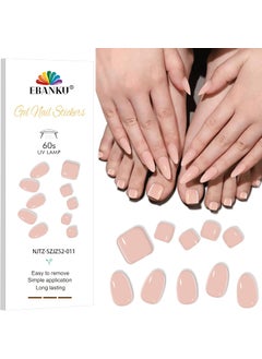 EBANKU EBANKU Semi Cured Gel Nail Strips, 28PCS Nude Pink Toe Wraps & 24PCS Gel Strips, UV Lamp Compatible, Long Lasting & Easy to Use - Includes Prep Pads, Nail File & Stick 