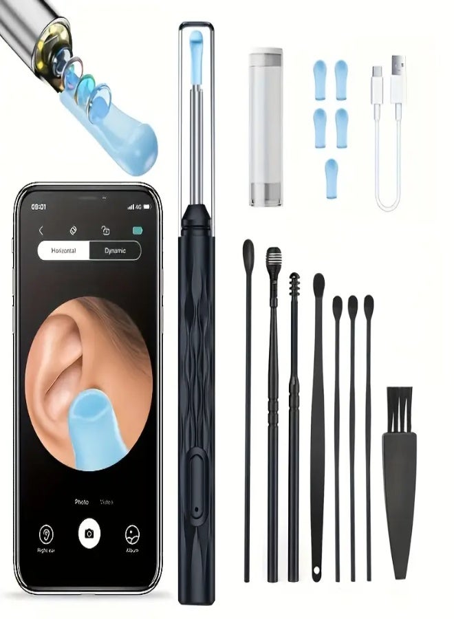ارواق أداة تنظيف الأذن البصرية مع كاميرا وضوء – طقم إزالة شمع الأذن مكون من 8 قطع | جودة HD 1080P | أداة تنظيف الأذن اللاسلكية لهواتف iOS وAndroid | بطارية قابلة للشحن | هدية مثالية ليوم الأب والمناسبات - Image 1