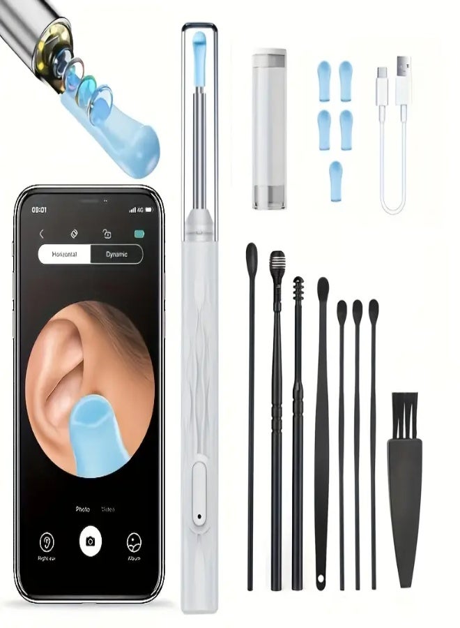 ارواق أداة تنظيف الأذن البصرية مع كاميرا وضوء – طقم إزالة شمع الأذن مكون من 8 قطع | جودة HD 1080P | أداة تنظيف الأذن اللاسلكية لهواتف iOS وAndroid | بطارية قابلة للشحن | هدية مثالية ليوم الأب والمناسبات - Image 4