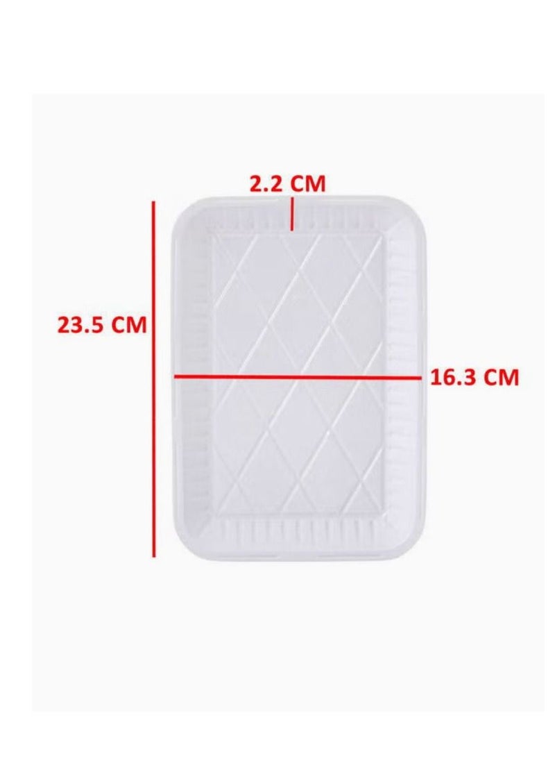 3P 150 white rectangular plastic plates 16 x 23 cm  - Image 3