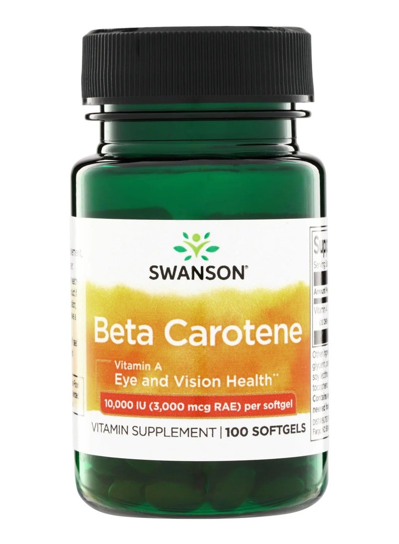 Swanson, Beta Carotene 10,000 IU (3,000 mcg RAE) 100 Softgels - Image 1