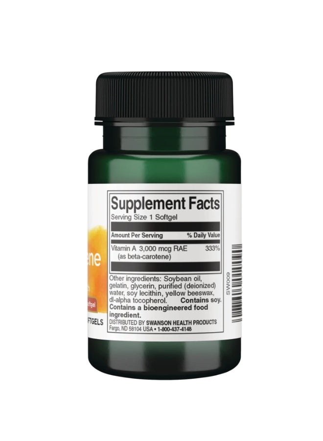 Swanson, Beta Carotene 10,000 IU (3,000 mcg RAE) 100 Softgels - Image 2