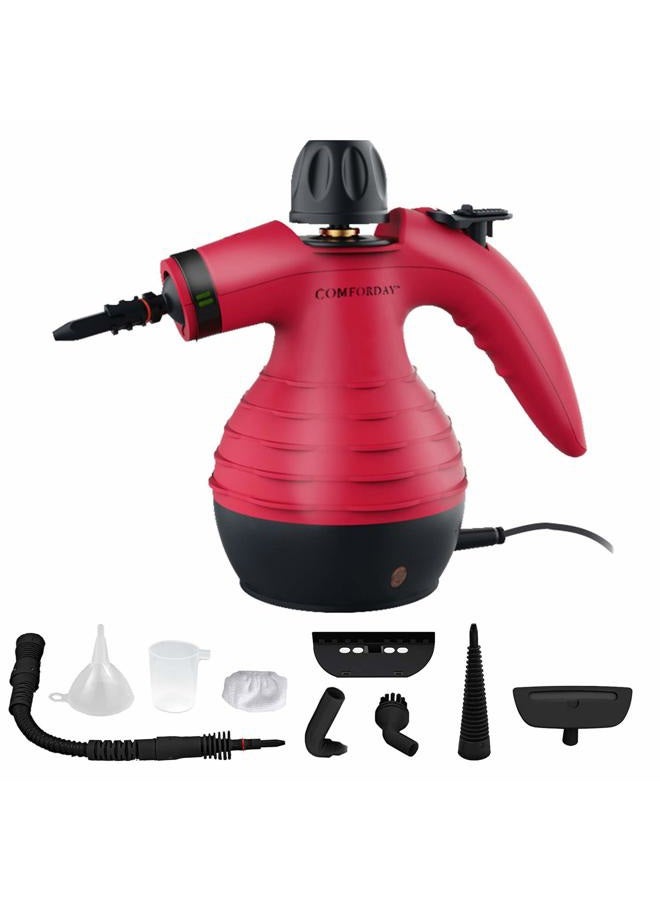Comforday Handheld Steam Cleaner - Multi-Purpose Pressurized Steam Cleaner with Safety Lock for Stain Removal Carpet and Upholstery Cleaning - 9-Piece Accessory Kit Included (Upgrade) (red) - Image 1
