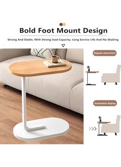 Lesha C Shaped End Table, Side Table for Couch and Bed, Small Side Table, TV Tray Table for Small Spaces, Living Room, Bedroom, Rustic Snack Table  - Image 3