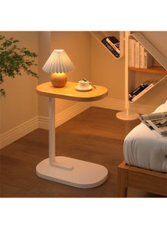 Lesha C Shaped End Table, Side Table for Couch and Bed, Small Side Table, TV Tray Table for Small Spaces, Living Room, Bedroom, Rustic Snack Table  - Image 4