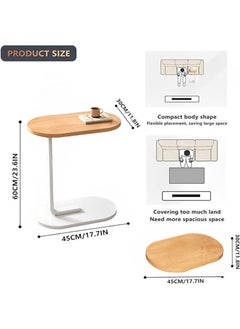 Lesha C Shaped End Table, Side Table for Couch and Bed, Small Side Table, TV Tray Table for Small Spaces, Living Room, Bedroom, Rustic Snack Table  - Image 5