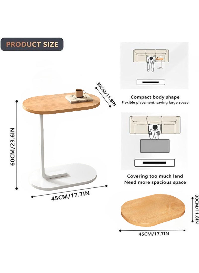 Lesha - C Shaped End Table, Side Table for Couch and Bed, Small Side Table, TV Tray Table for Small Spaces, Living Room, Bedroom, Rustic Snack Table - Image 1