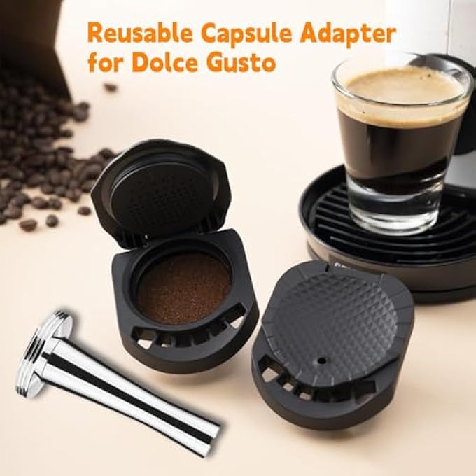 Azonee Reusable Capsule Adapter For Dolce Gusto Coffee Capsule Filter Cup Converter Adapter With 41Mm Tamper Compatiable For Piccolo XsEdg 305Edg 606SGenio S - Image 4