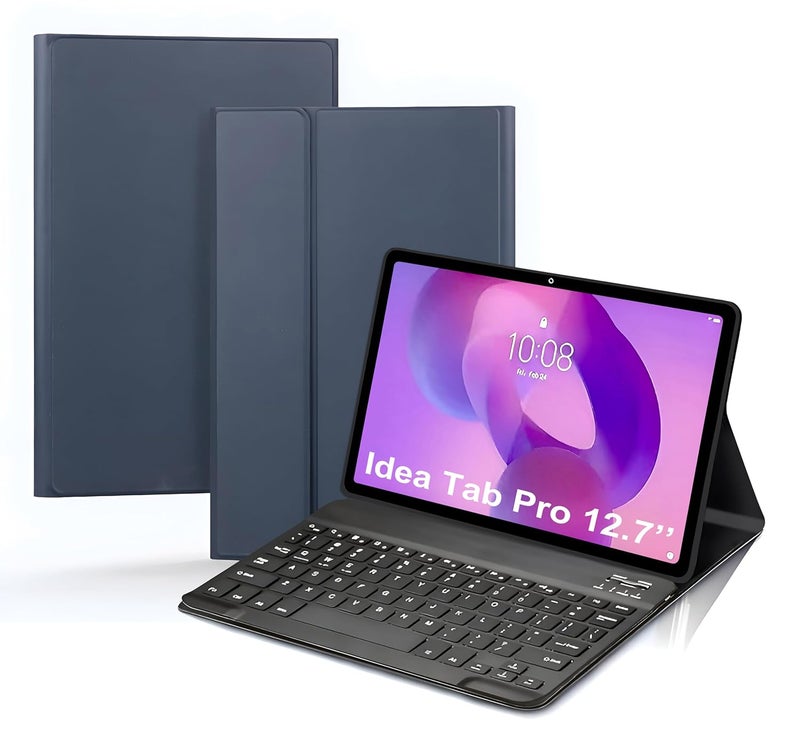 ProElite Keyboard case for Lenovo Idea Tab Pro 12.7 inch 2025, Magnetic Detachable Wireless Bluetooth Keyboard Lenovo Idea Tab Pro 12.7 inch, Dark Blue - Image 1