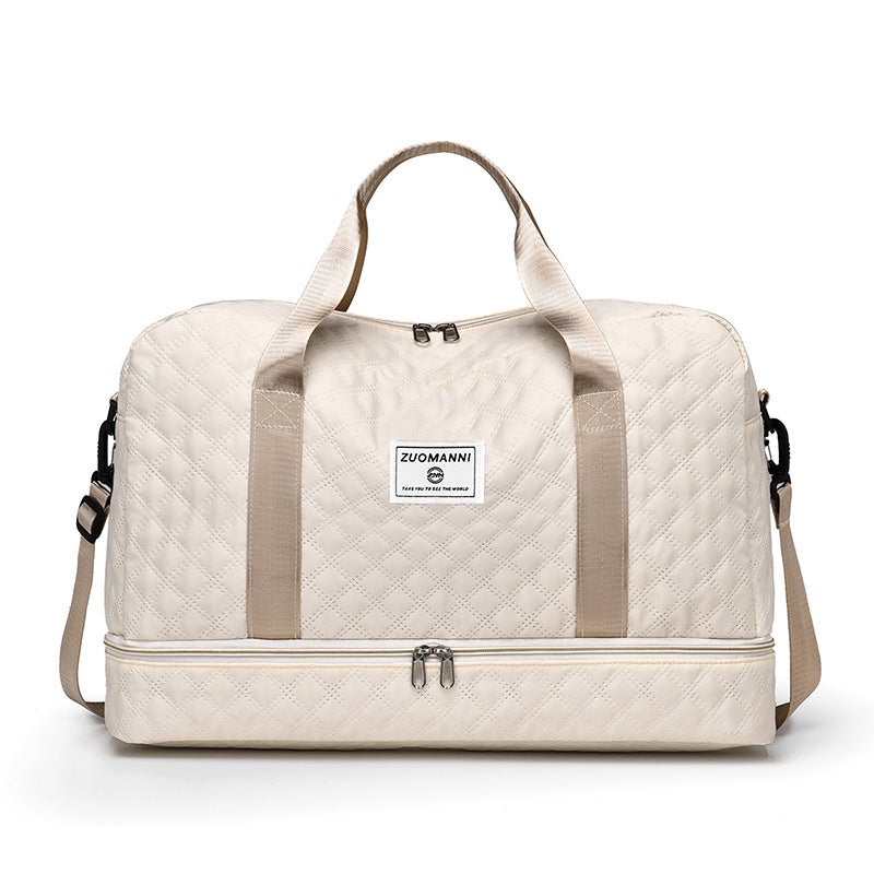 Wholesale Gym Bag Independent Shoe Warehouse Short-distance Travel Bag Womens Portable Travel Large Capacity Fashionable Casual Luggage Bag Creamy-white