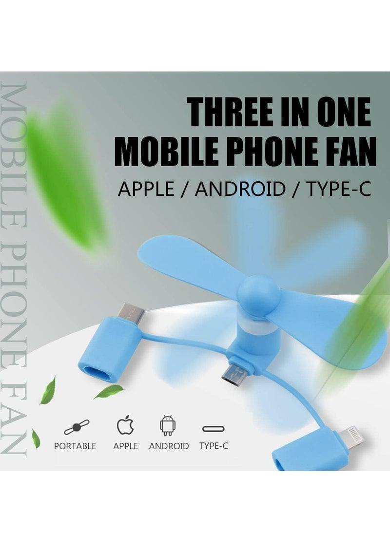 Oasisgalore - Mini Cell Phone Fan 3-in-1 Mobile Phone Fans Compatible with Smartphone(6-Pack) - Image 1