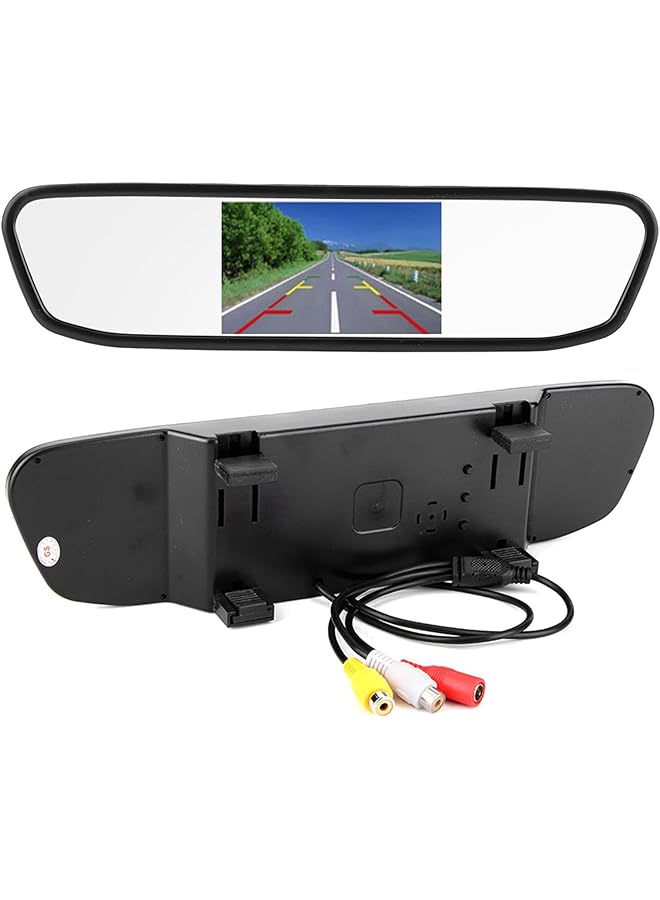 جياو كاميرا لوحة القيادة للسيارة، كاميرا مرآة الرؤية الخلفية الذكية الاحتياطية 4.3 بوصة، مقاومة للماء عالية الدقة 1080 بكسل أمامية وخلفية بزاوية واسعة 170 درجة، تدعم الرؤية الليلية ومساعدة ركن السيارة والتسجيل الدائري - Image 1