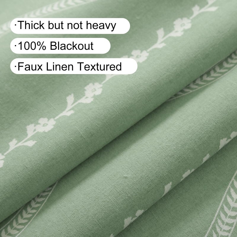 ColorBird Green Blackout Spring Floral Cutains Boho Curtains & Drapes Thermal Farmhouse Bohemian Vintage Cottage Core Black Out Patterned 63 Inch Length for Bedroom Living Dining Room - Image 3