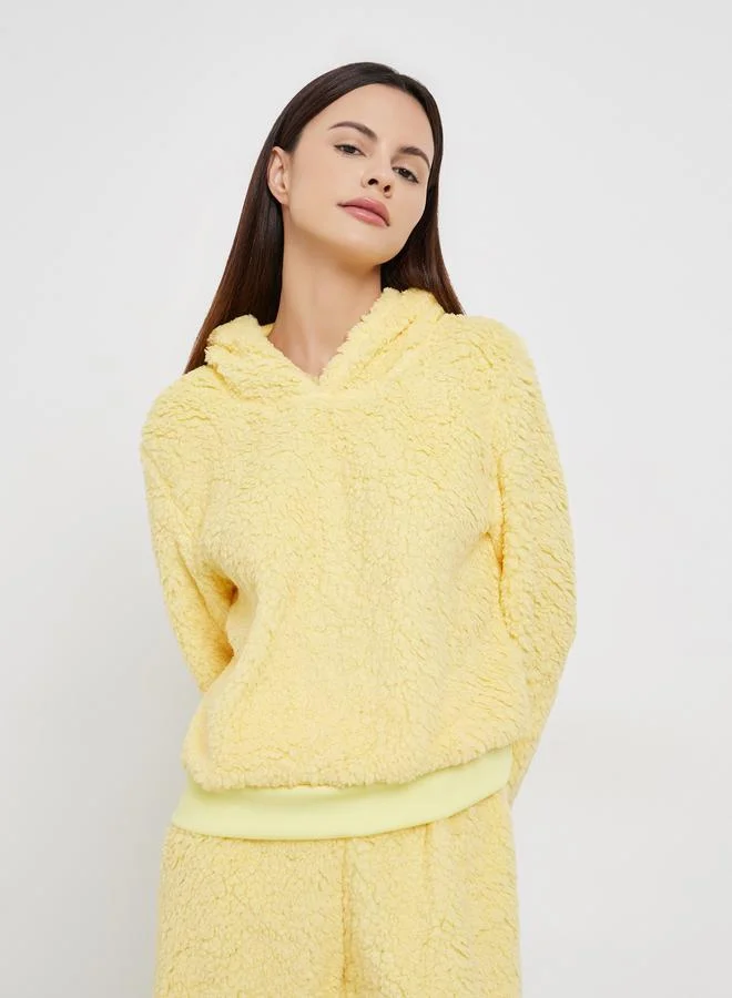 ستايلي طقم بيجاما طويل مع هودي فليس أصفر